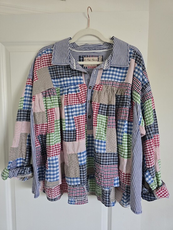 We The Free Tops - We The Free Patchwork Gingham Plaid Boho Button Front Blouse